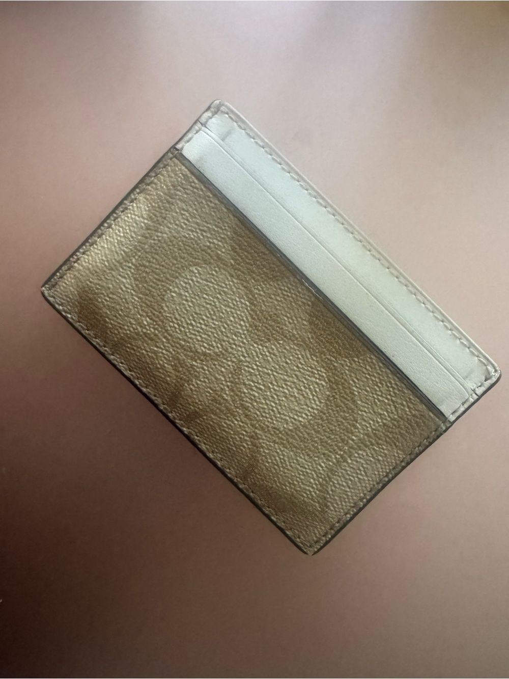 Coach White Leather Card Slot with Embossed Logo - Picture 2 of 4
